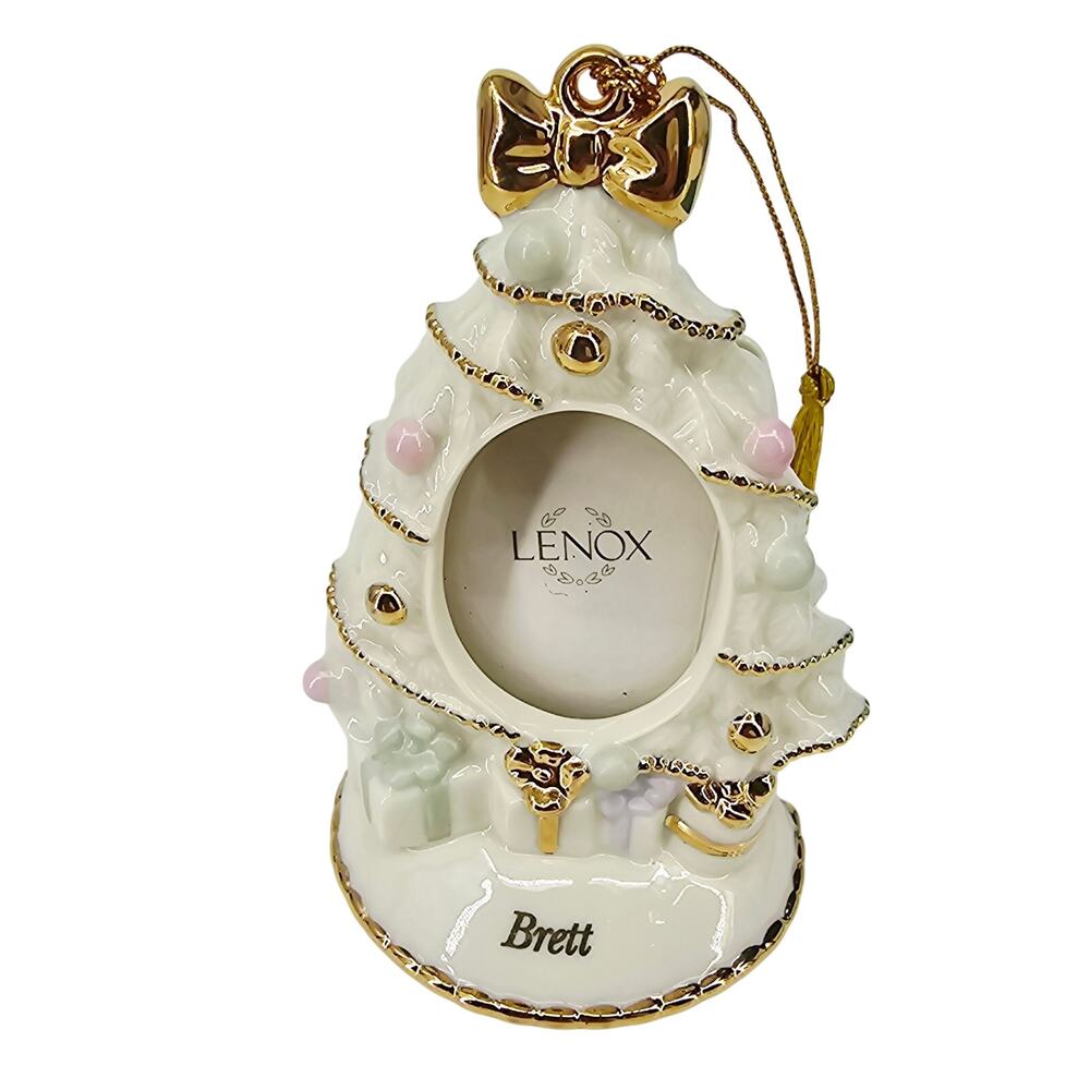 Lenox Porcelain Ornament Christmas Tree Photo Frame Personalized Named Brett